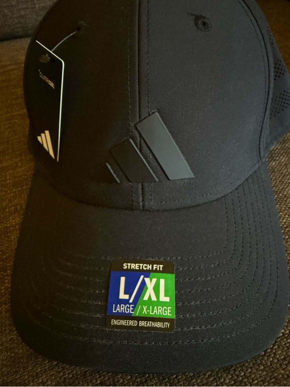 NWT adidas Men's Gameday 5 Stretch Fit Hat Climacool - Black/Black L/XL - NWT - Picture 2 of 10